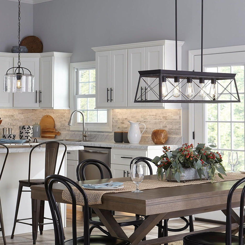 Farmhouse Black Chandelier — 5-Light - View 8