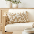 Lumbar Boho Beige Throw Pillow Cover — 20"