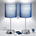 Dimmable Black Table Lamp — Set of 2 — Blue - Silver