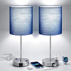 Dimmable Black Table Lamp — Set of 2 — Blue - Silver