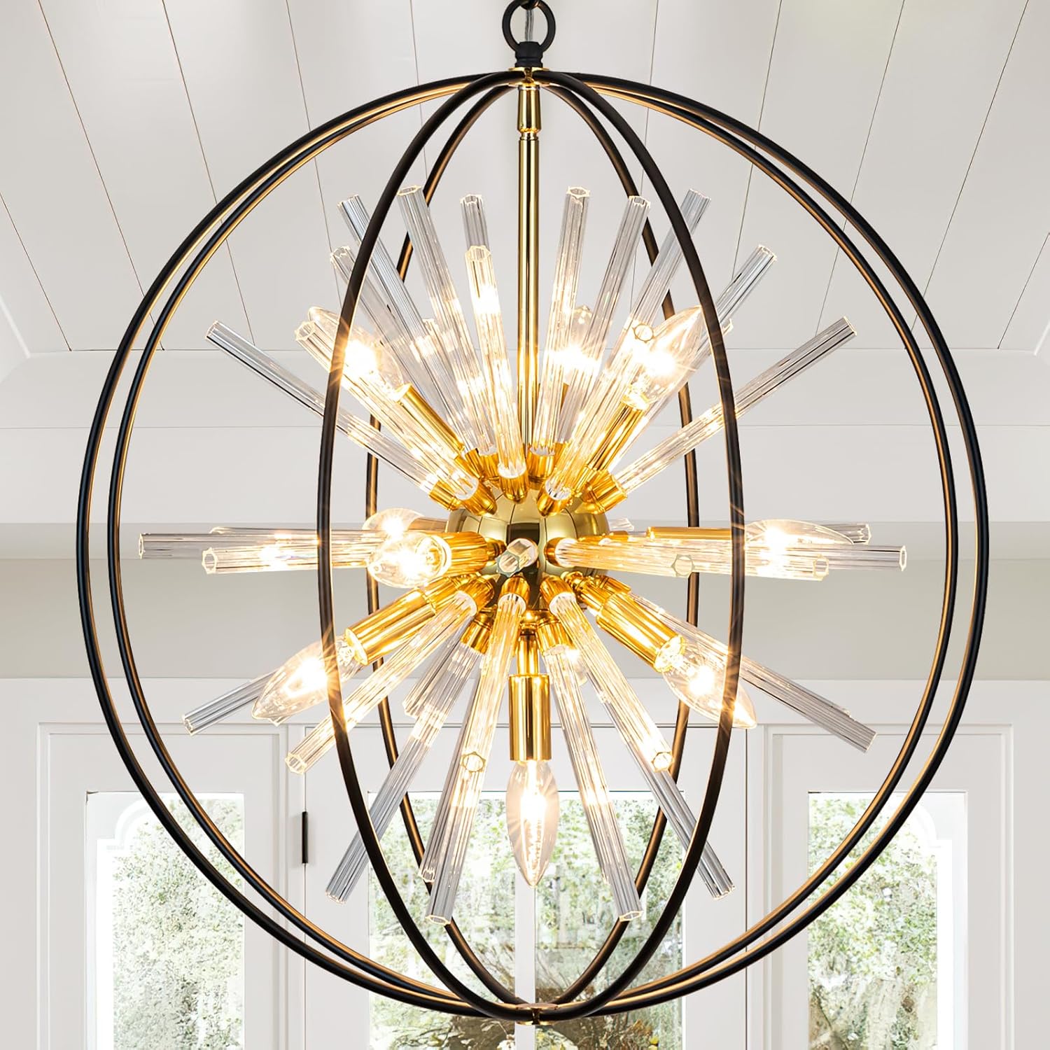 Luxe Black Chandelier — 12-Light — Globe D22"