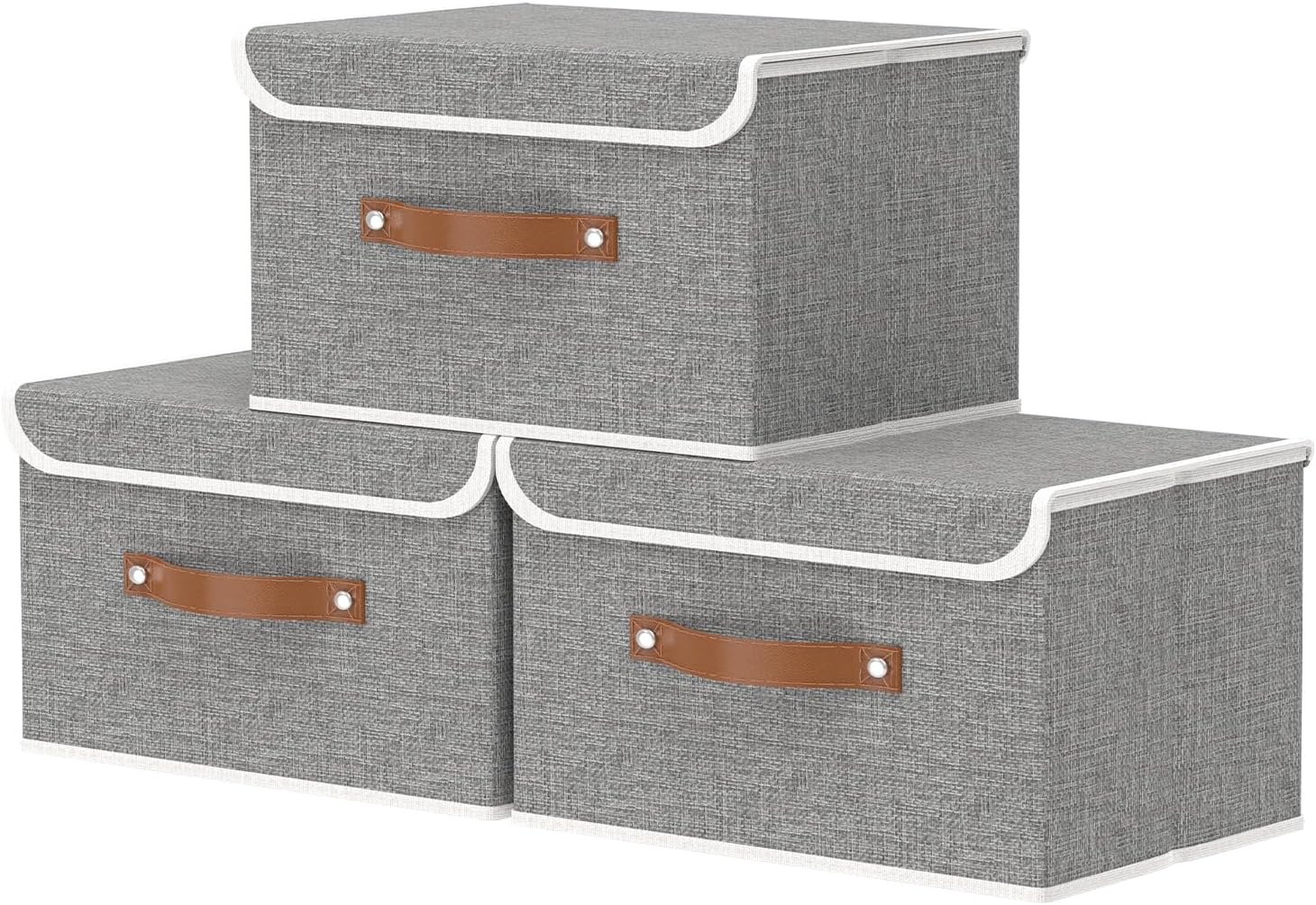 Linen Beige Storage Bin — 9" — Grey