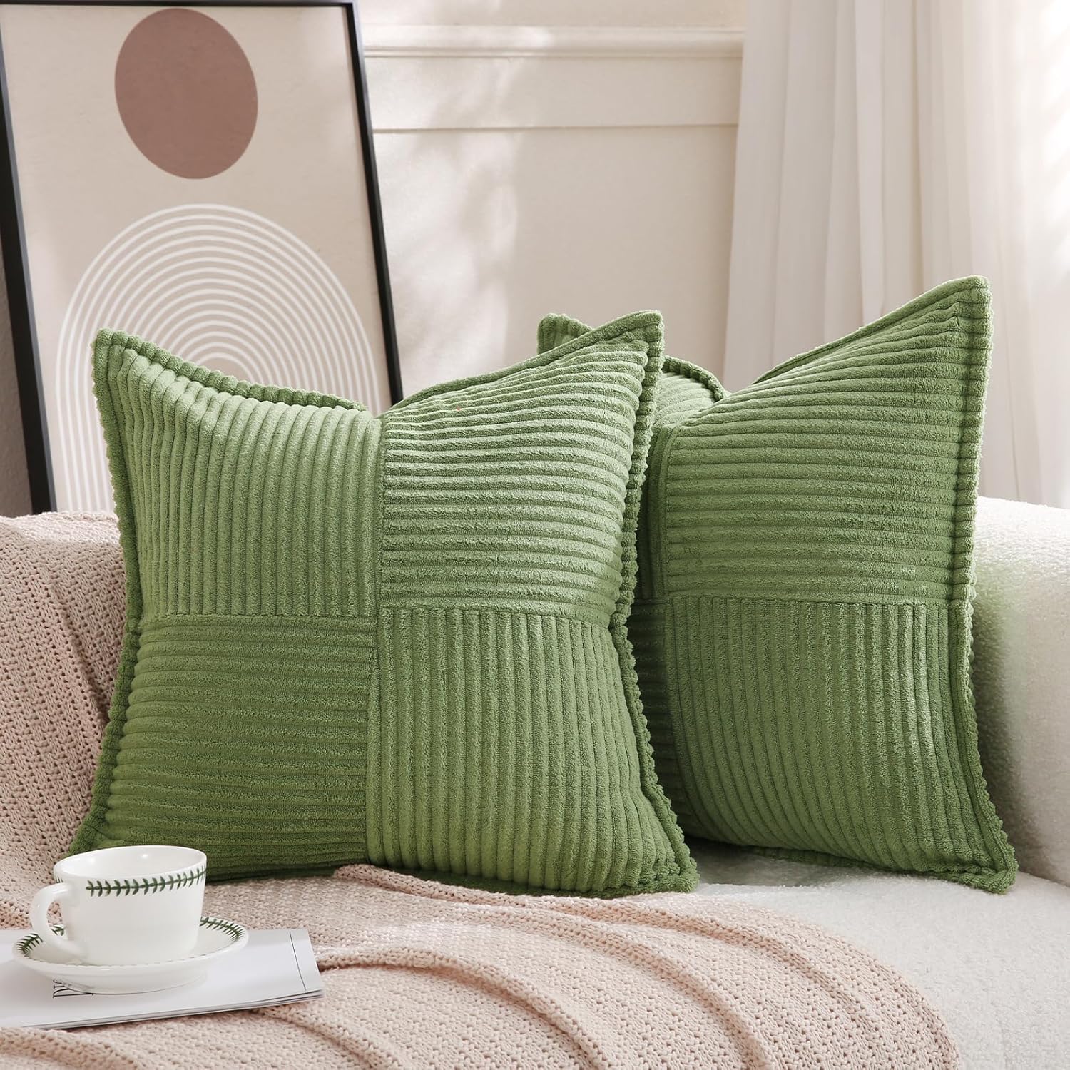 Boho Beige Throw Pillow Cover — 18" — 16" x 16" (Pack of 2)
