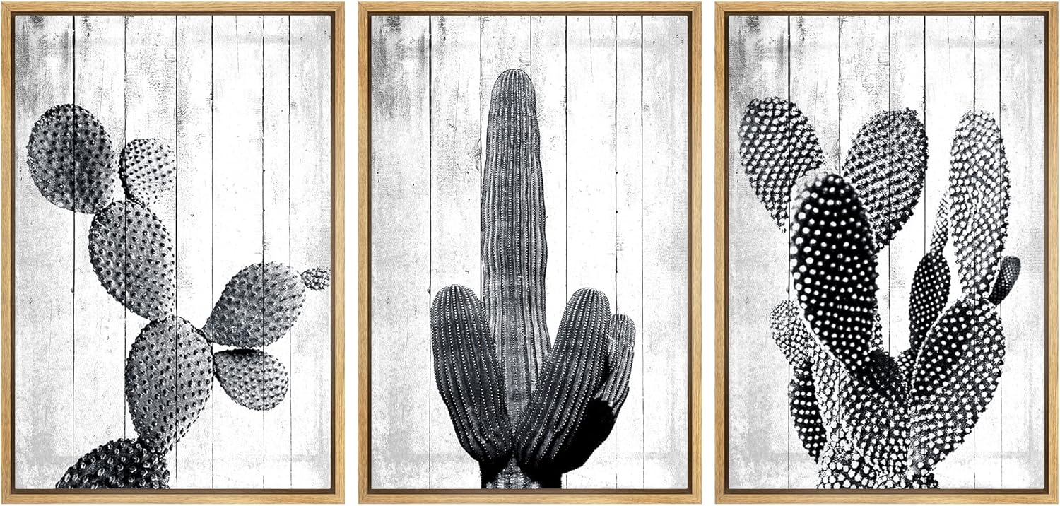 Framed Modern Fabric Wall Art — 24" — 24"x36"x3 Panels Natural