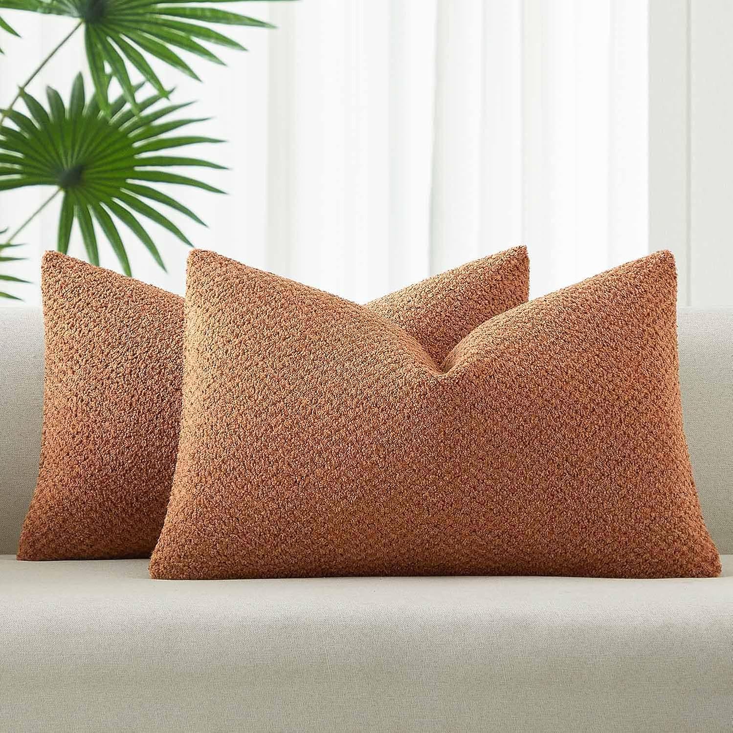 Boho Beige Throw Pillow Cover — 18" — Coral