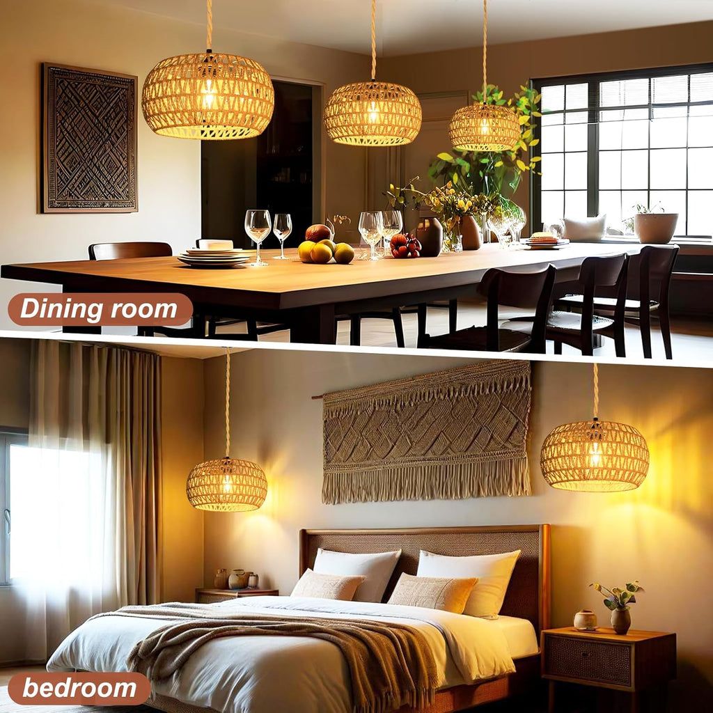 Boho Rattan Ceiling Light — 6" - View 6
