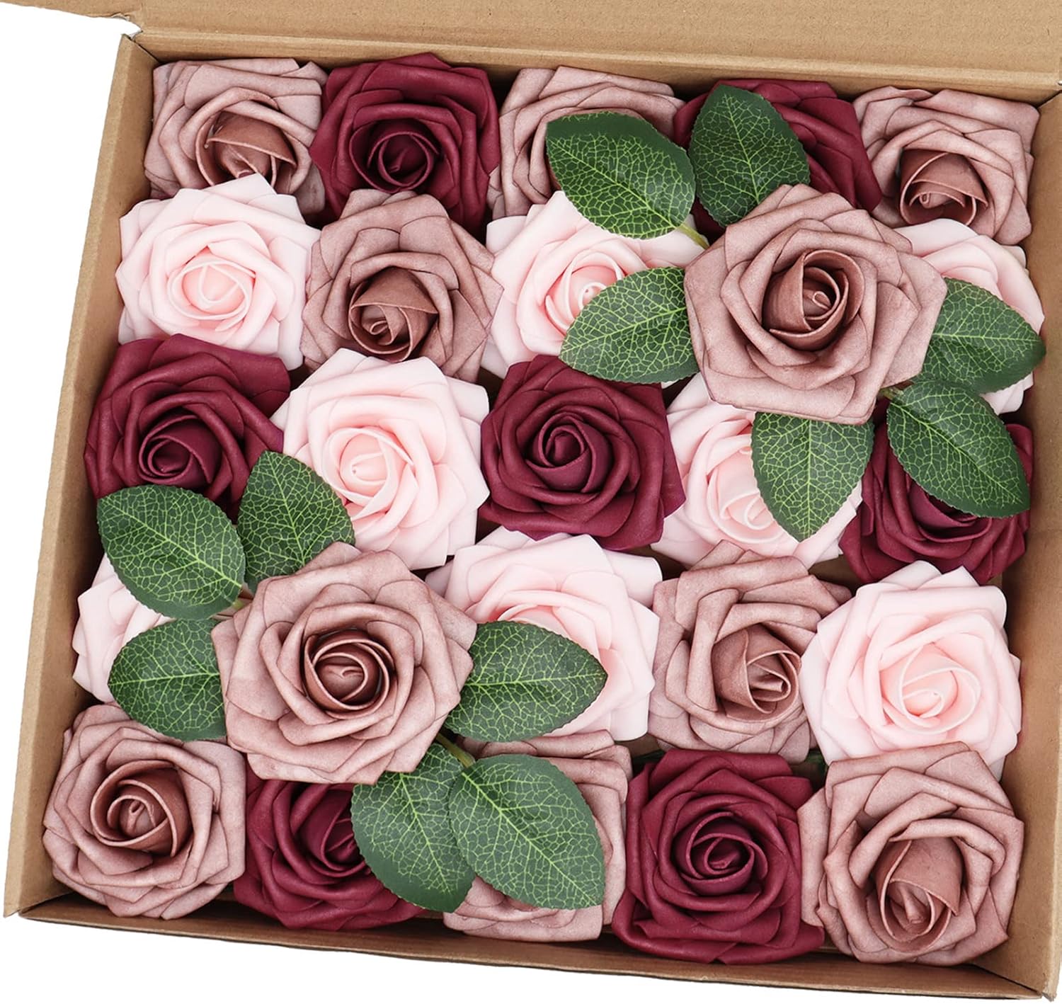 Luxe Blue Artificial Flowers — 3" — Blush&dusty Rose&burgundy
