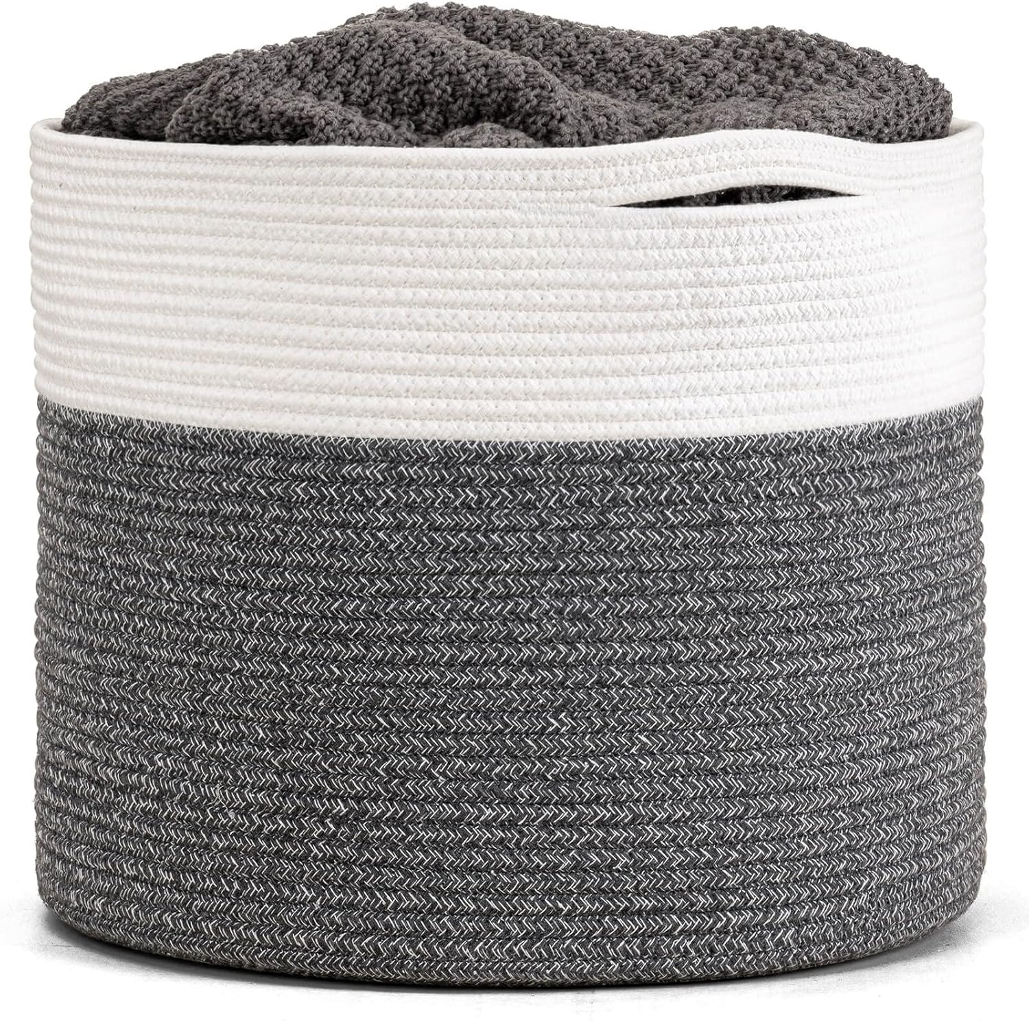 Round Boho Black Throw Pillow — 8" — White & Grey