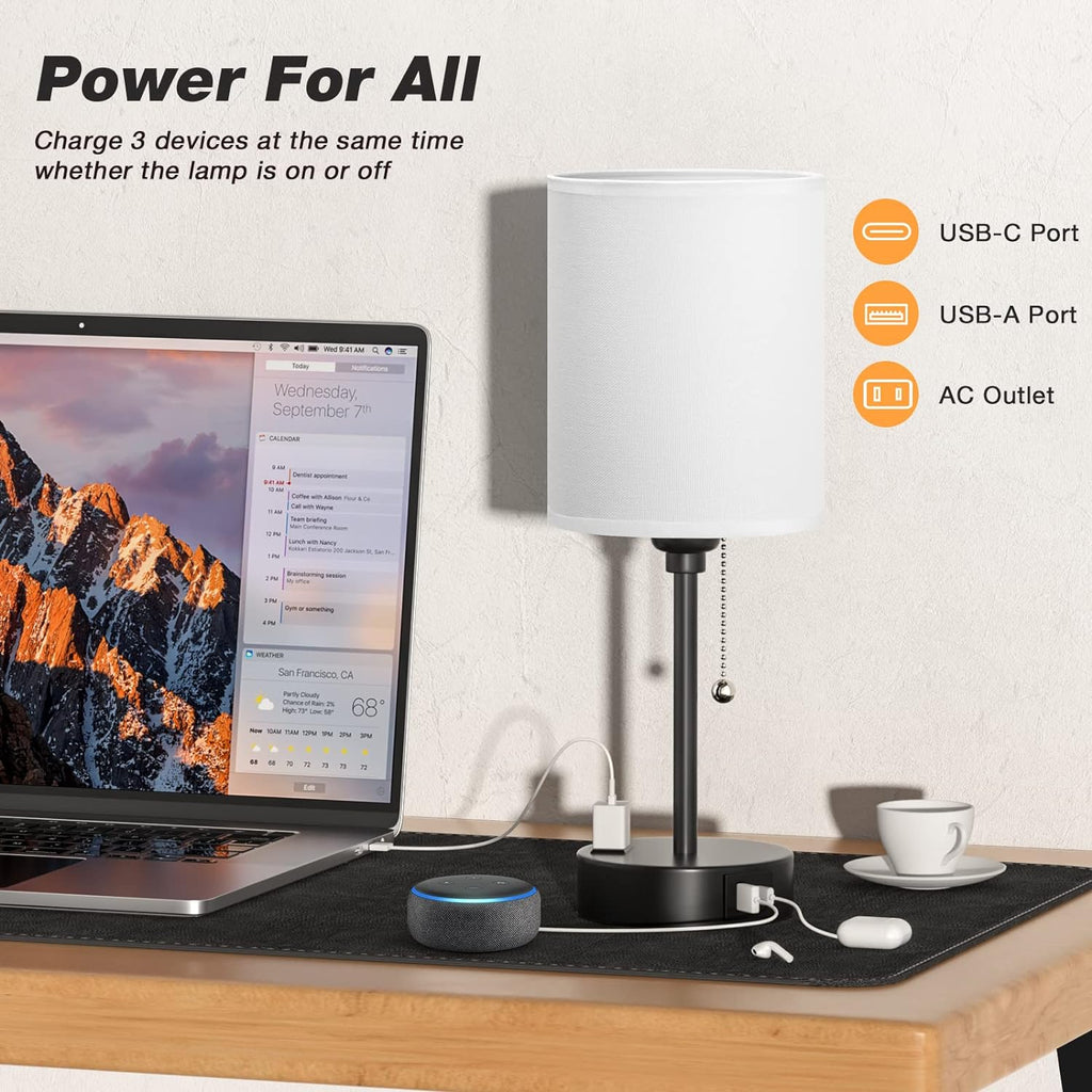 USB Beige Bedside Lamp - View 4