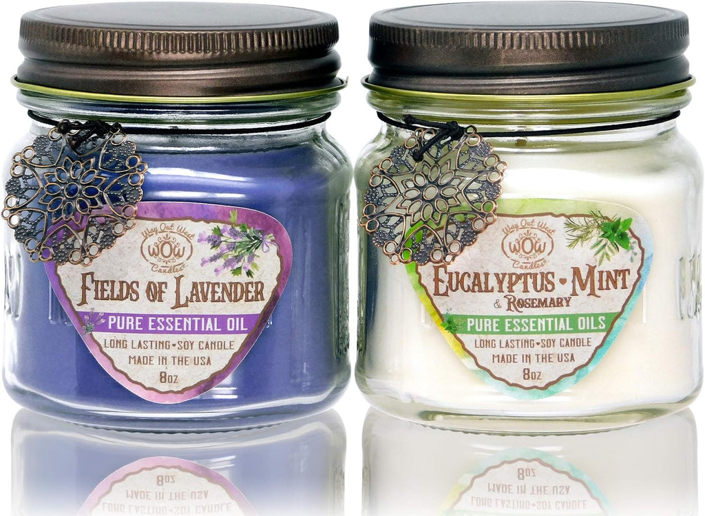 Soy Wax Green Candle — Eucalyptus Mint + Fields of Lavender