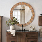 Round Beige Wall Mirror — 30" - View 3