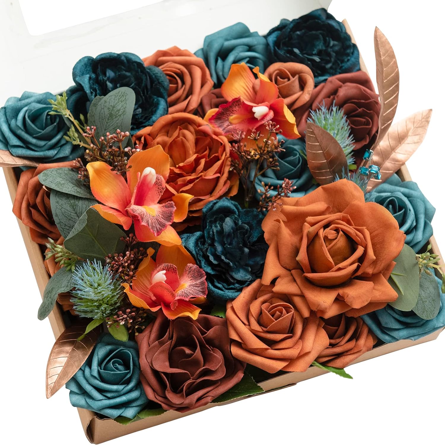 Beige Artificial Plant — Or-teal & Burnt Orange