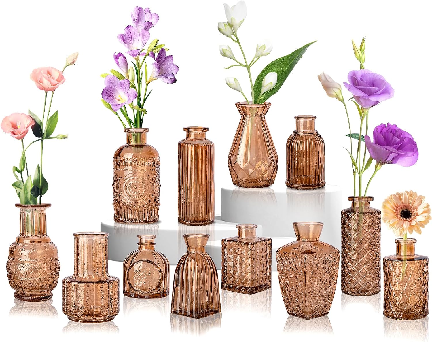 Vintage Orange Flower Vase — Set of 12 — Amber
