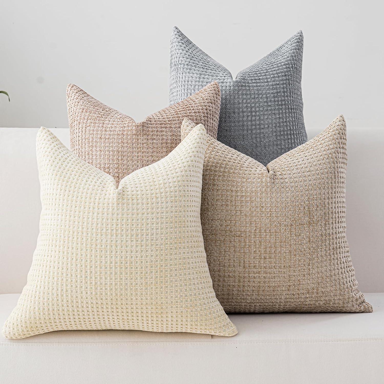 Boho Beige Throw Pillow Cover — 18" — Beige/Light Gray
