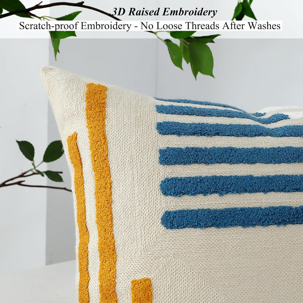 Tufted Boho Fabric Throw Pillow Cover — 20" - View 5