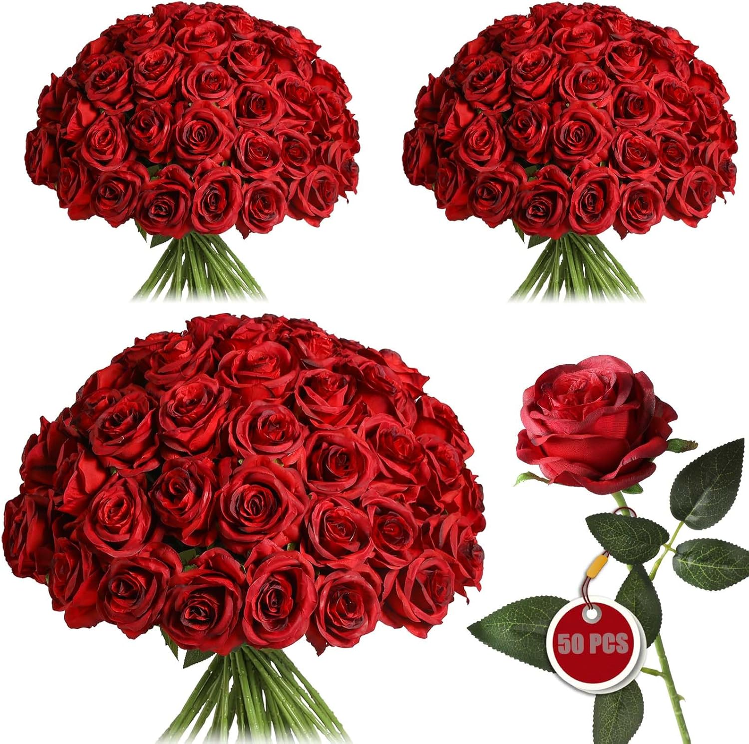 Black Artificial Flowers — Burgundy
