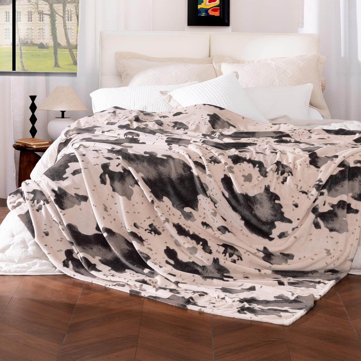 Black Throw Pillow — 60" — Pink Cow
