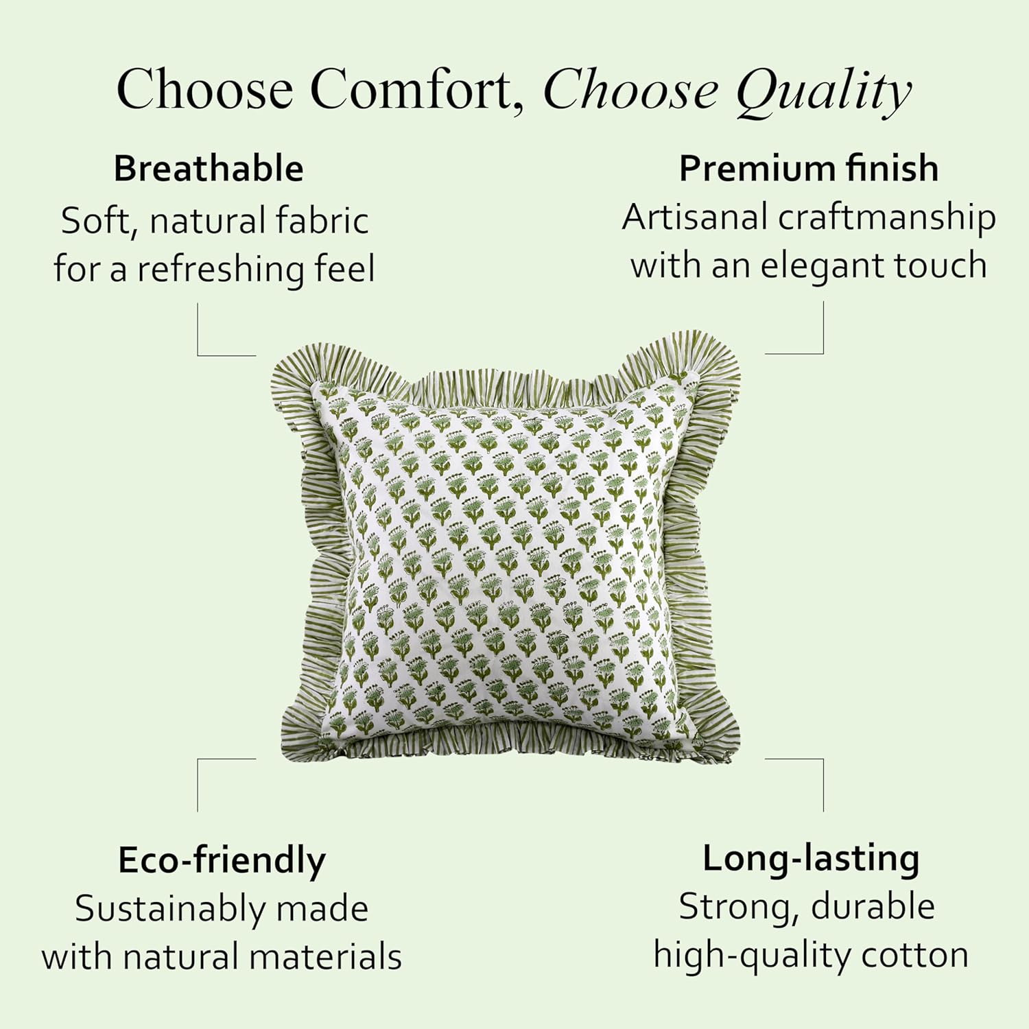 Boho Blue Throw Pillow — 20" - View 6