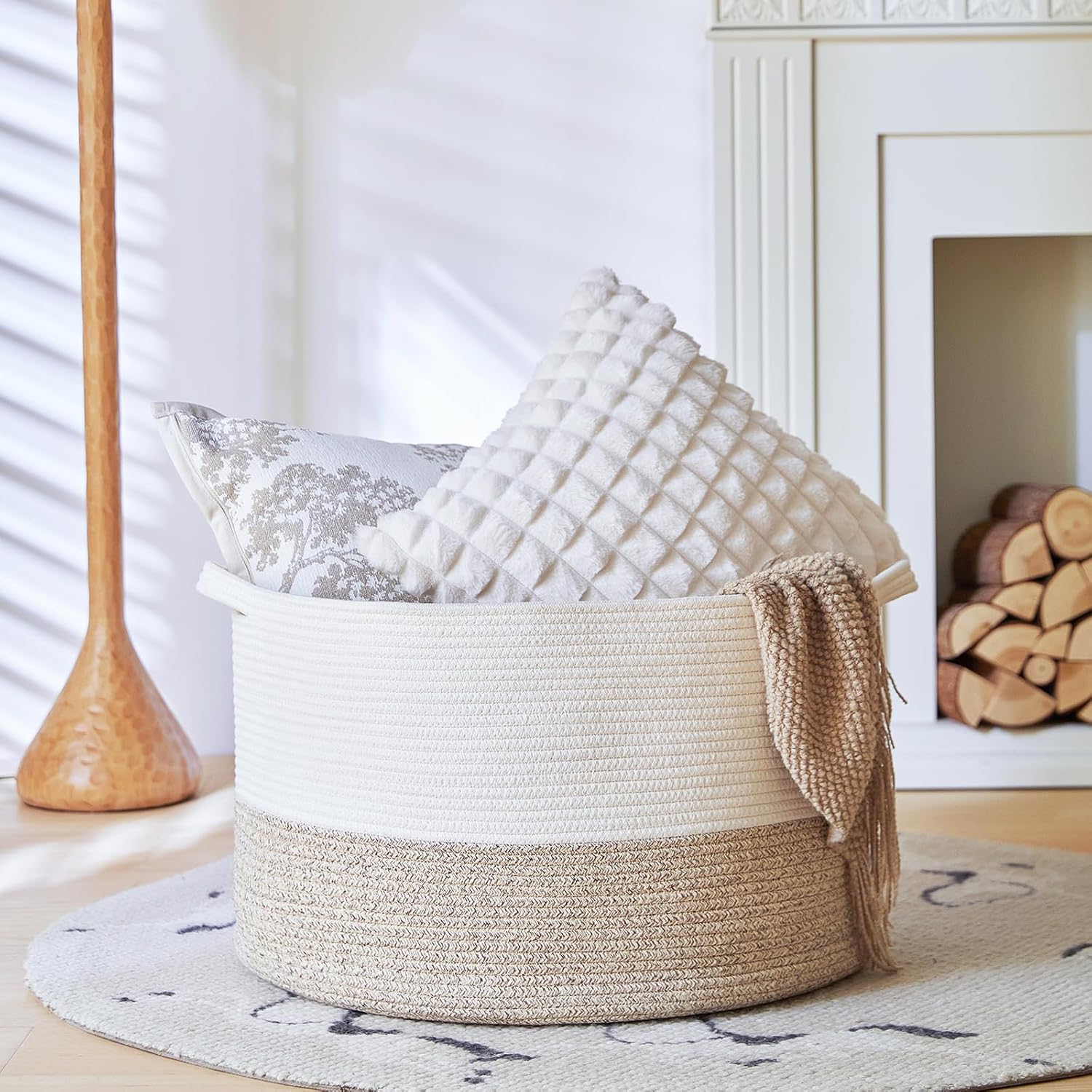 Boho Beige Throw Pillow — 22" - View 8