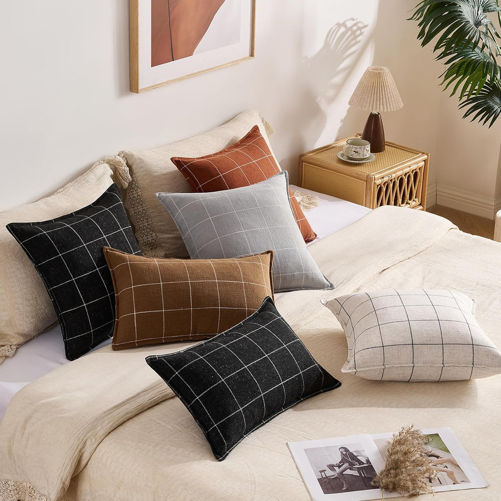 Linen Boho Beige Throw Pillow Cover — 20" - View 7