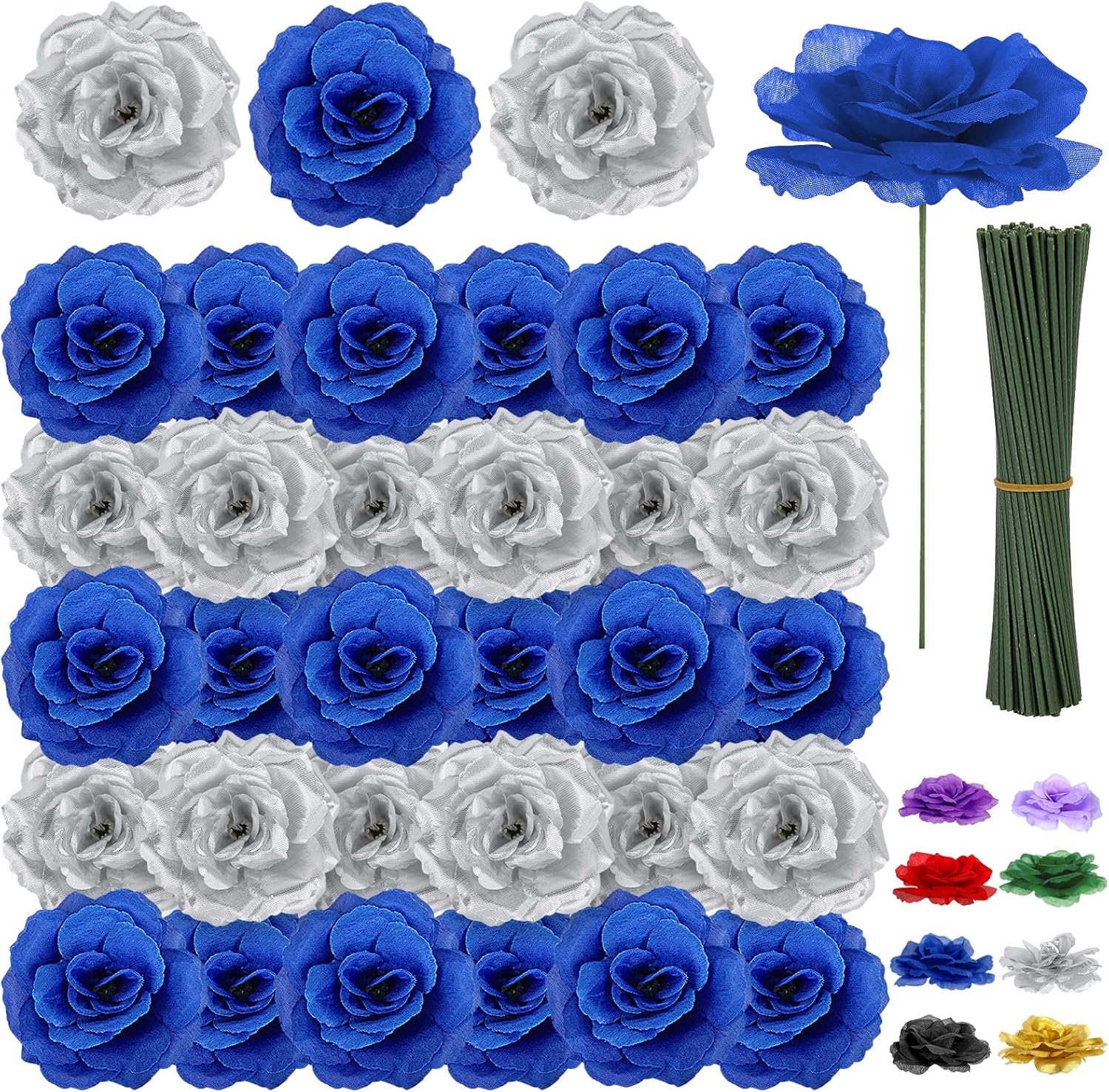 Black Artificial Flowers — Silver-blue