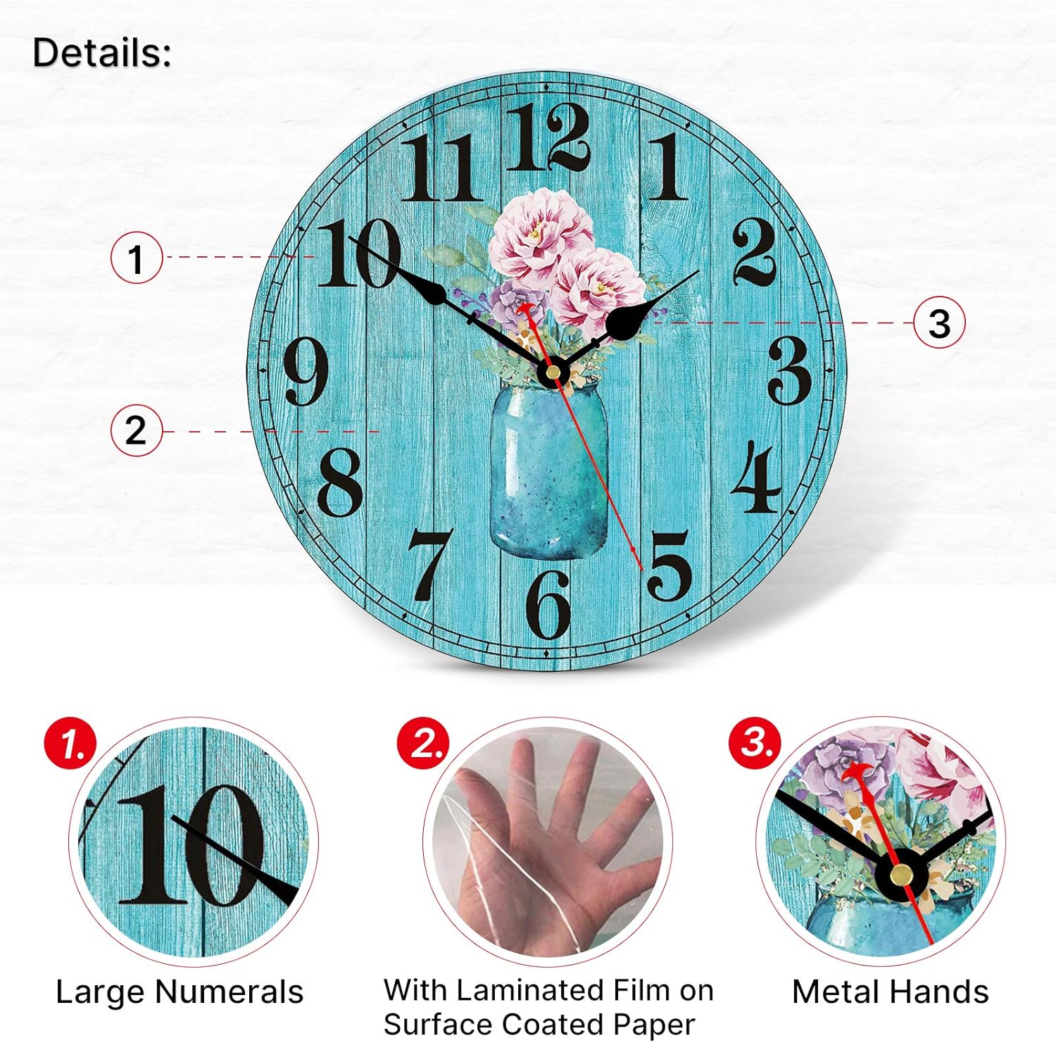 Vintage Mid-Century Wood Wall Clock — 14" - View 3