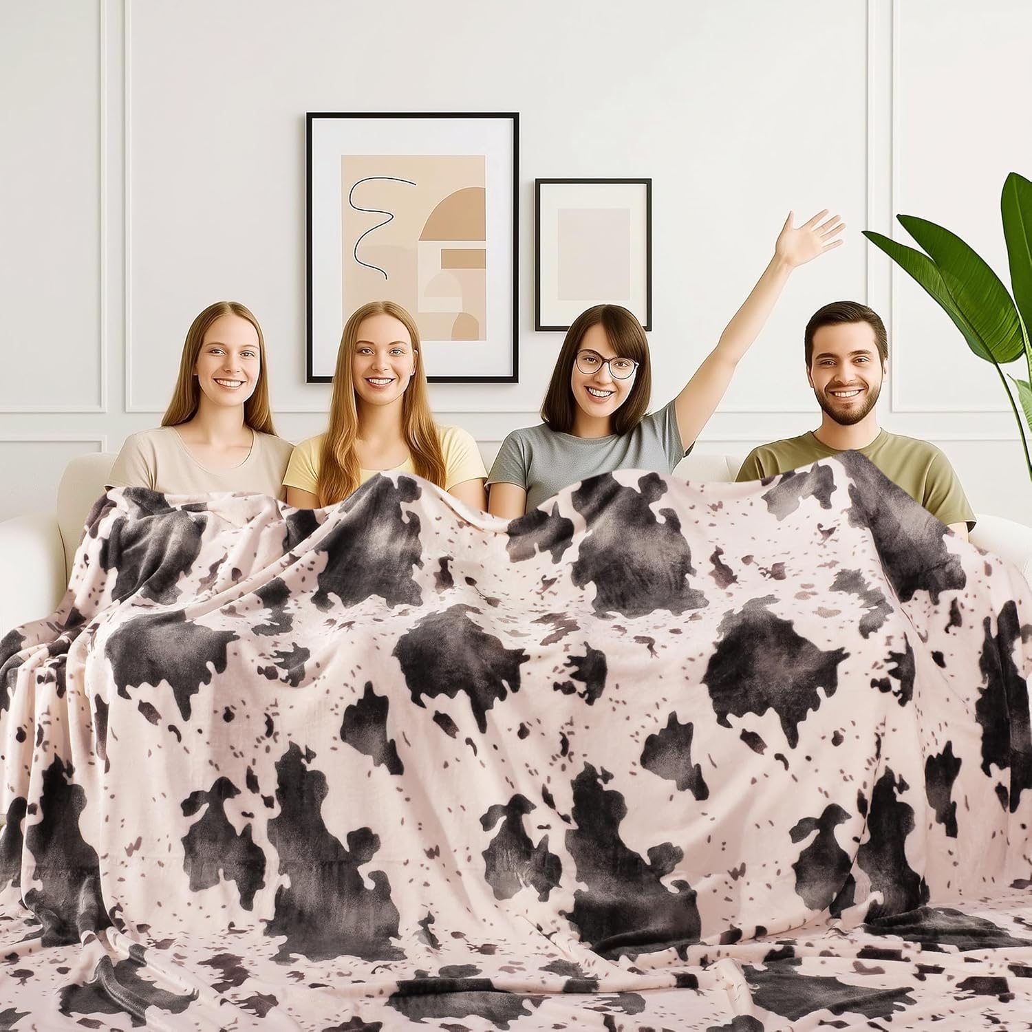 Black Throw Pillow — 60" — Pink Cow