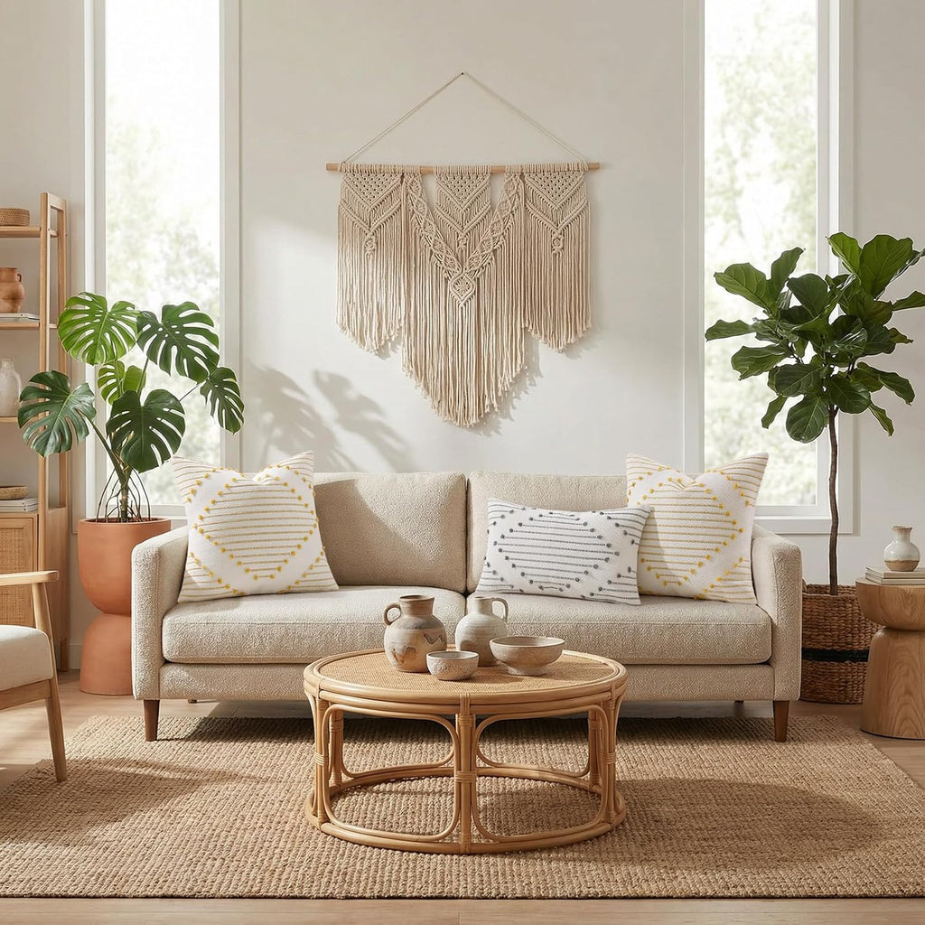 Boho Beige Throw Pillow Cover — 18" - View 8