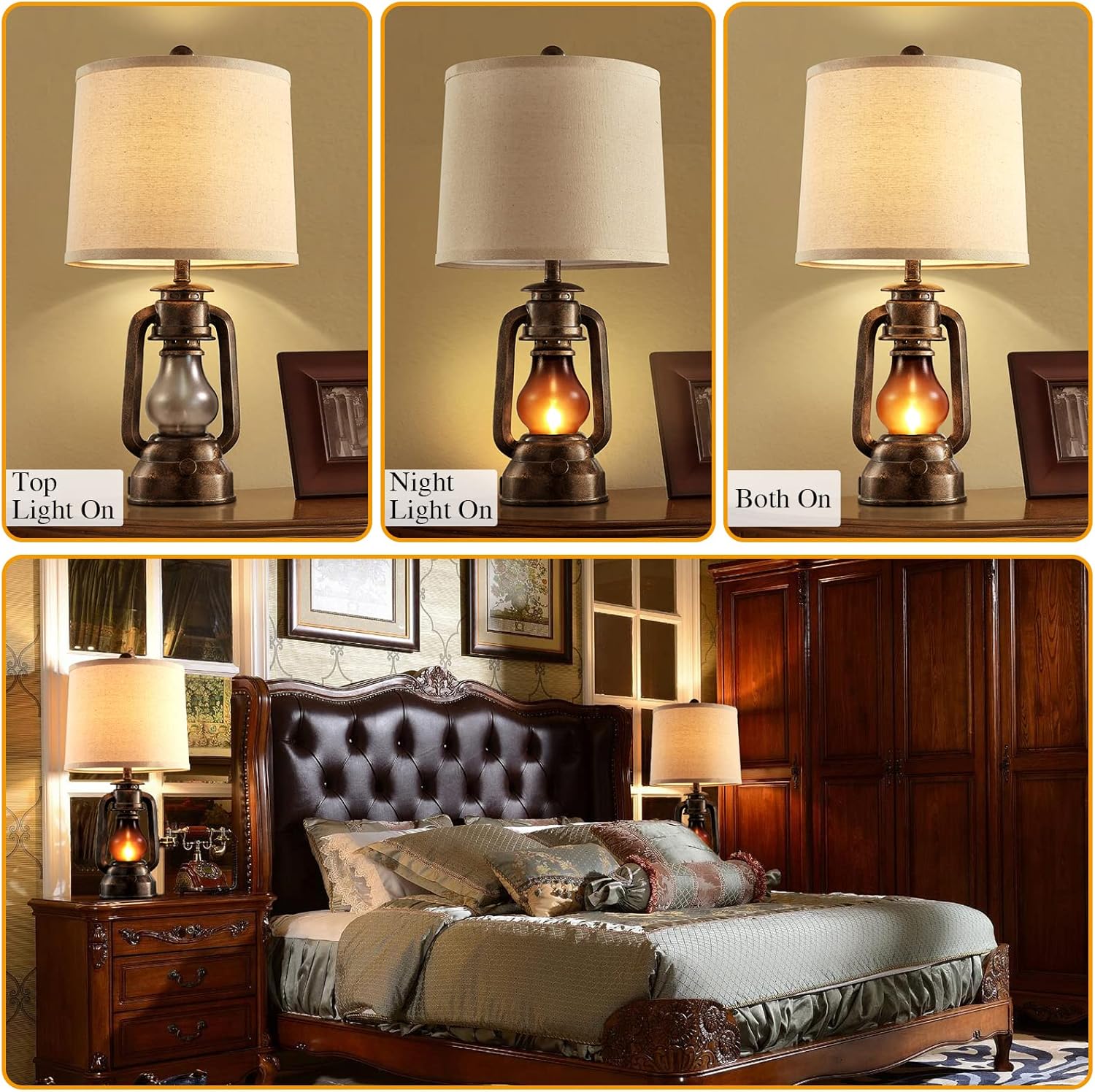 USB Charging Farmhouse Gold Desk Lamp — 22" - View 3