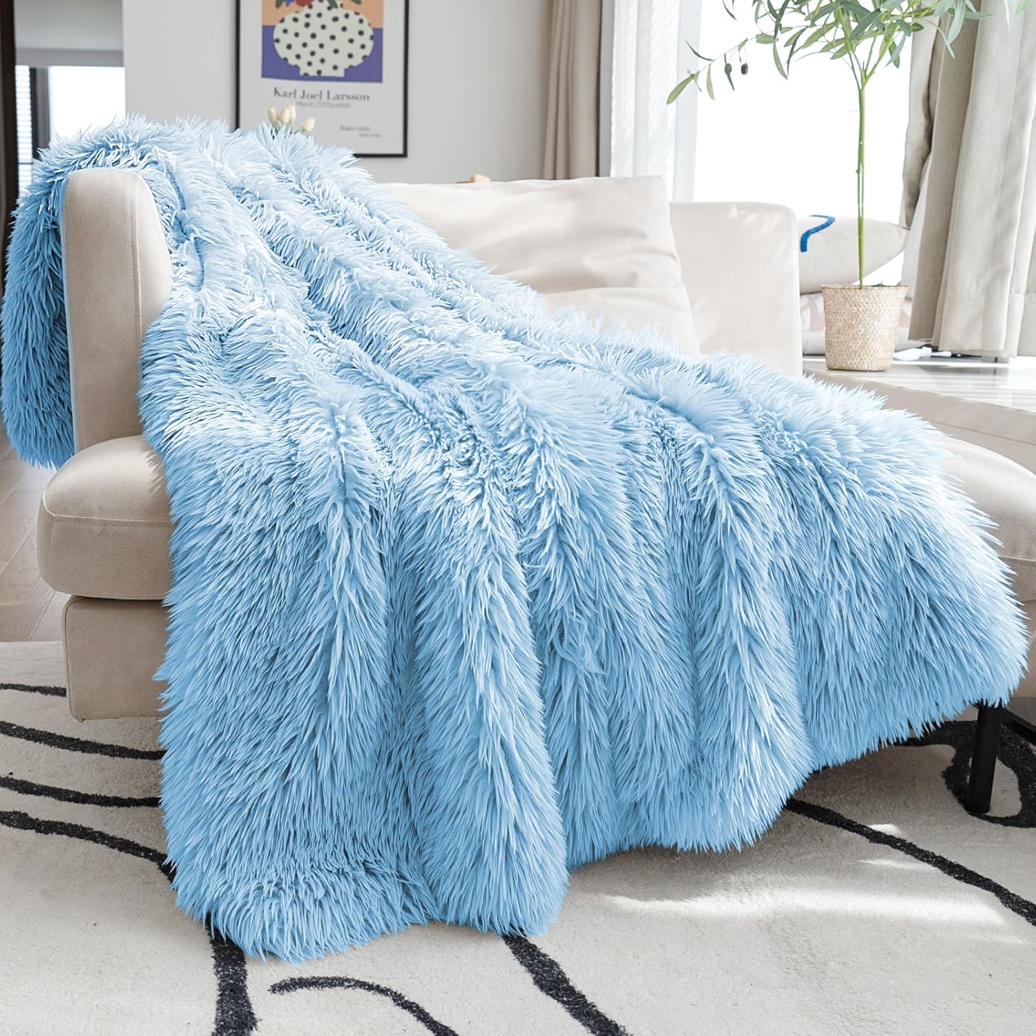 Luxe Black Throw Pillow — 2.8" — Blue