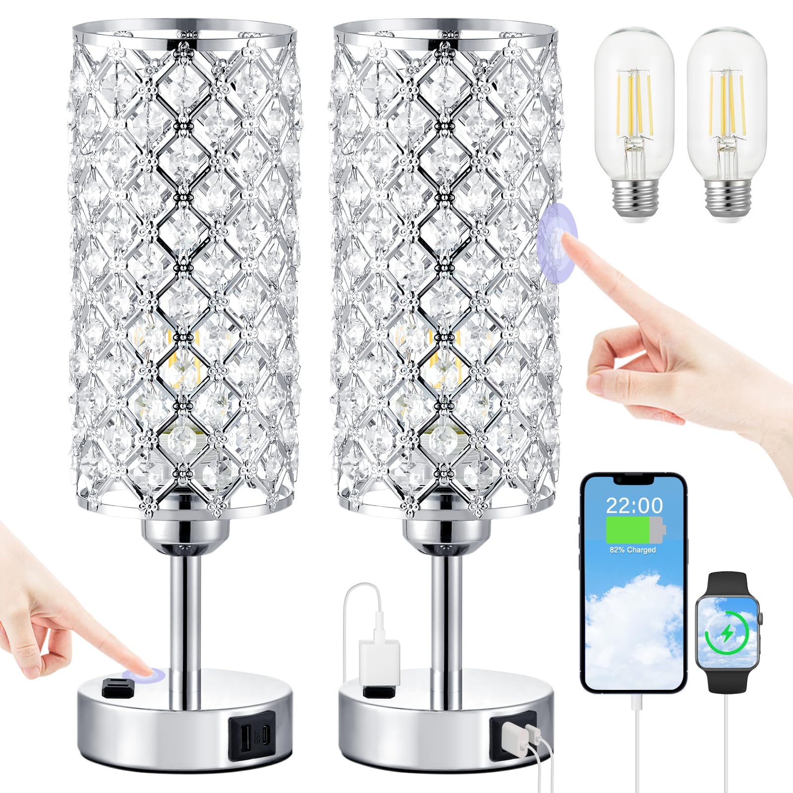 Dimmable Luxe Black Table Lamp — Set of 2