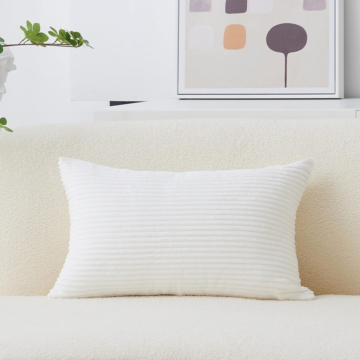 Boho Beige Throw Pillow Cover — 20" — Creamy White