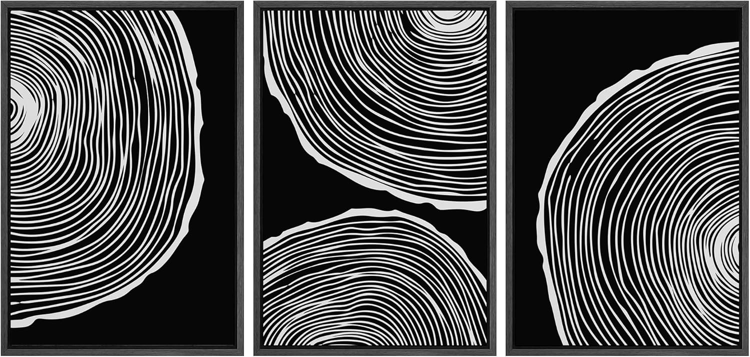 Framed Boho Fabric Wall Art — 16" — 16"x24"x3 Panels Black