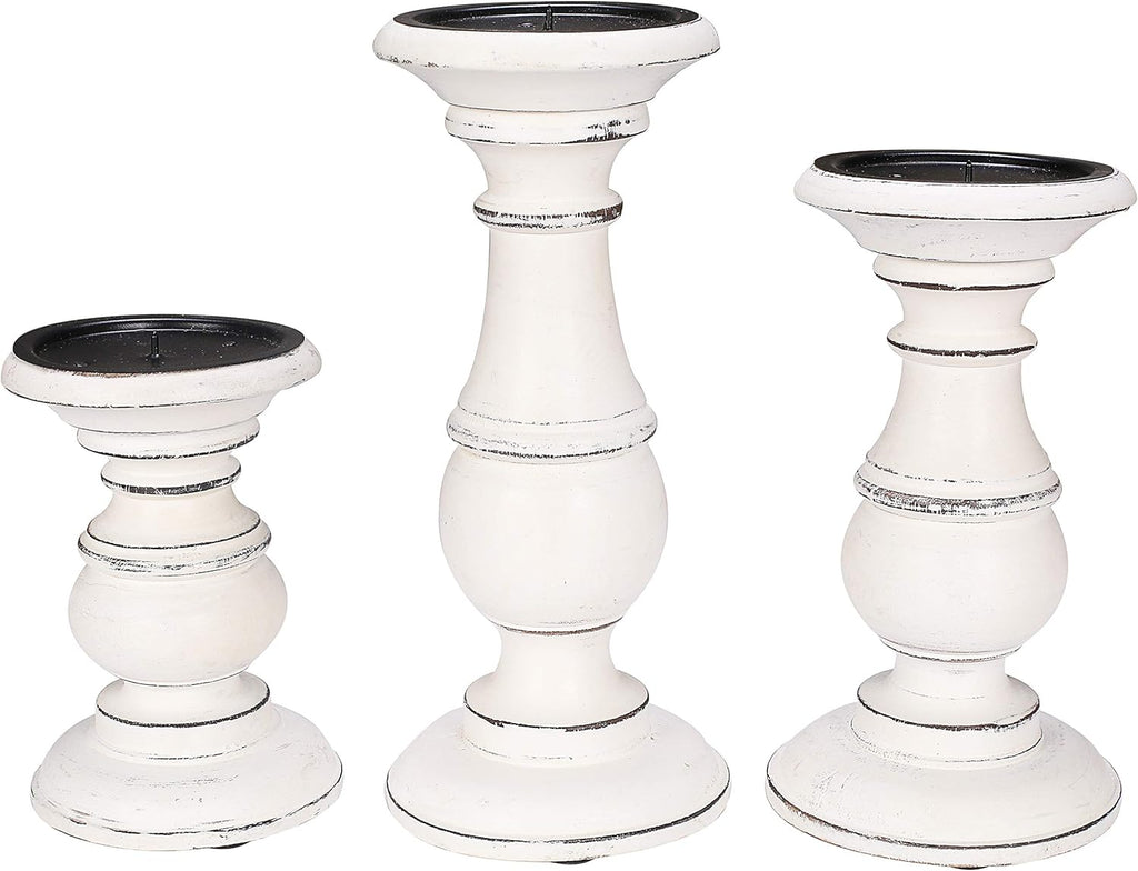 Antique Farmhouse Grey Pillar Candle — 10" - View 3