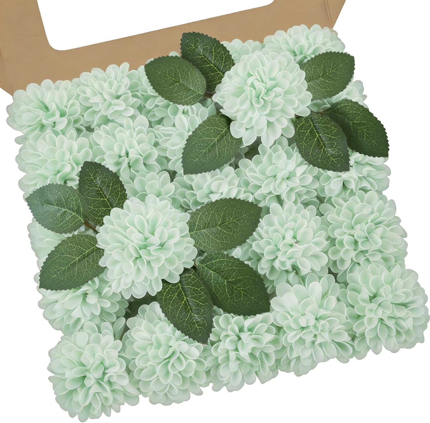 Beige Artificial Flowers — Mint Green