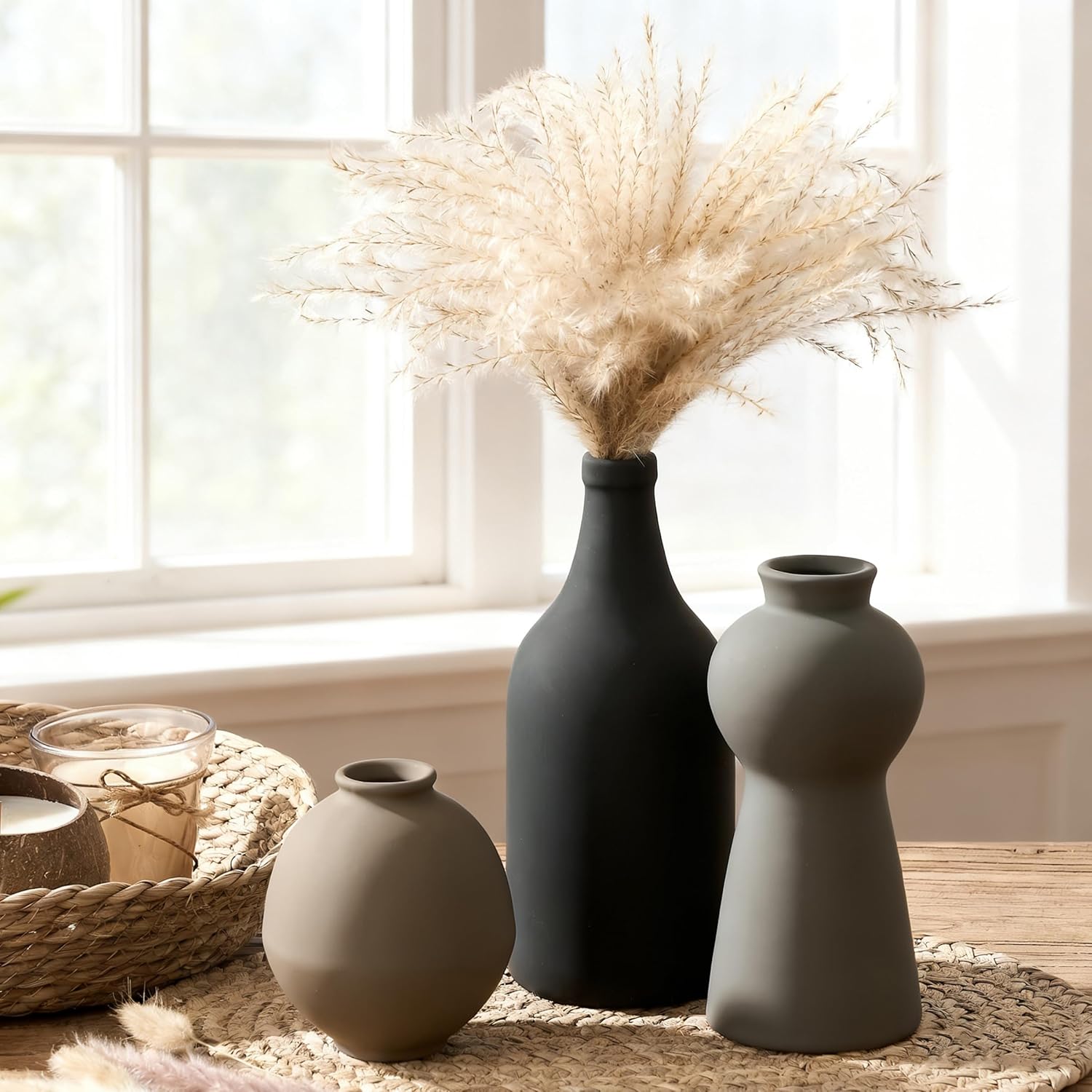 Farmhouse White Vase Set — Set of 3 - View 5