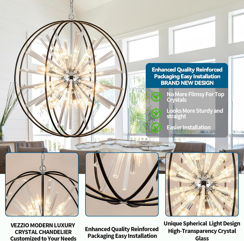 Luxe Black Chandelier — 12-Light - View 3