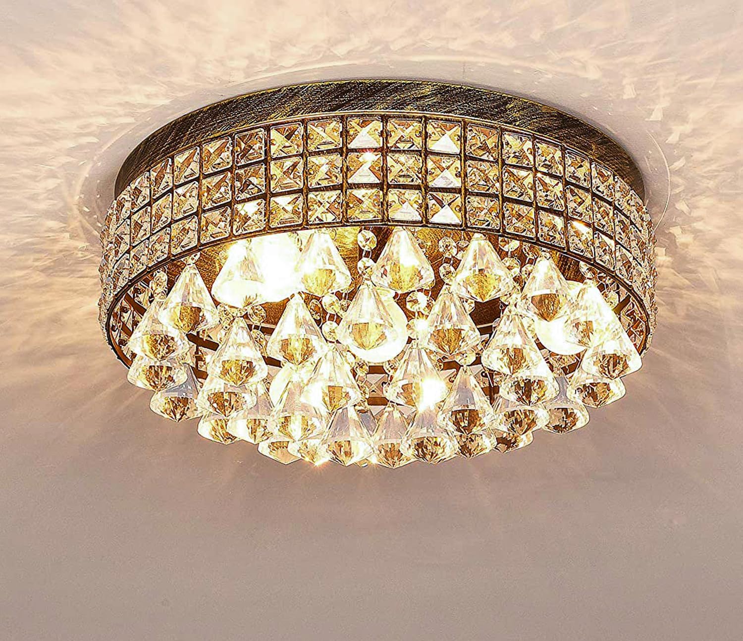 Round Luxe Black Chandelier — 15" — 15"Wx7.3"H