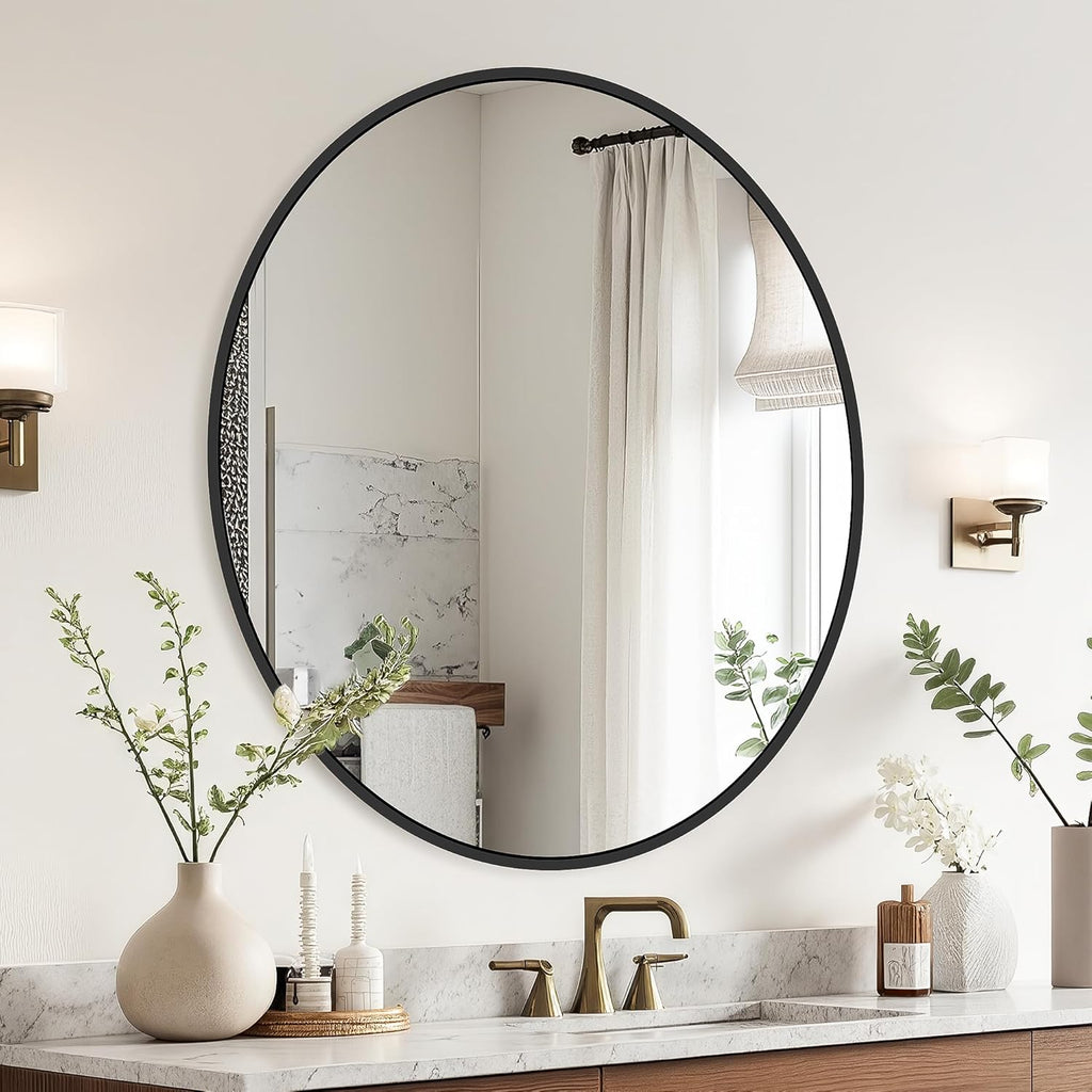 Round Black Wall Mirror — 22" - View 3