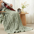 Knit Farmhouse Beige Throw Pillow — 50" - View 3