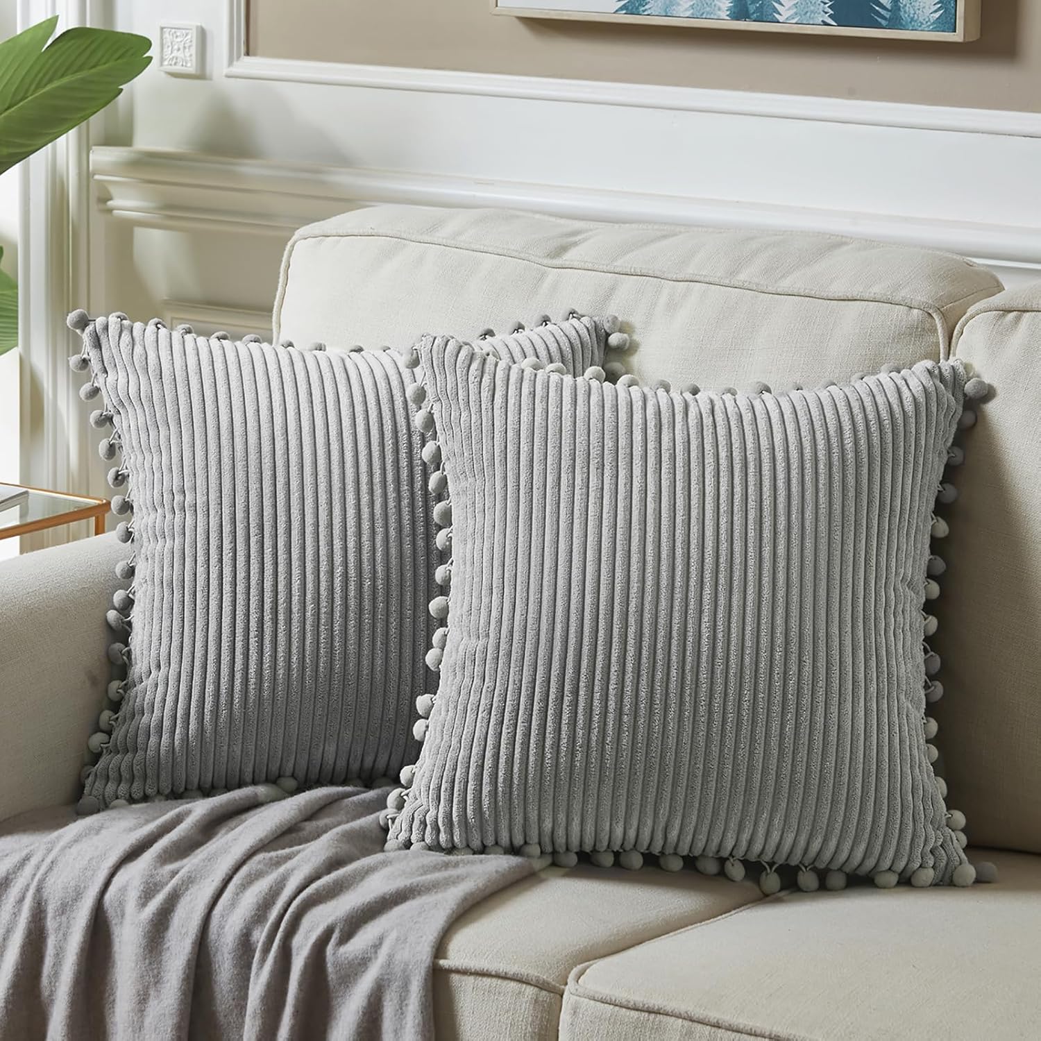 Boho Beige Throw Pillow Cover — 20" — 16" x 16" (Pack of 2)