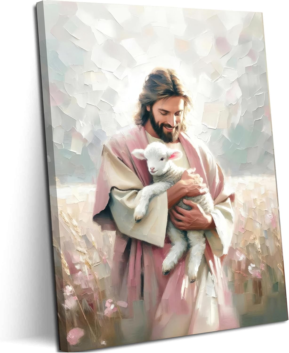 Metal Canvas Wall Art — 12X16 — Jesus holding sheep