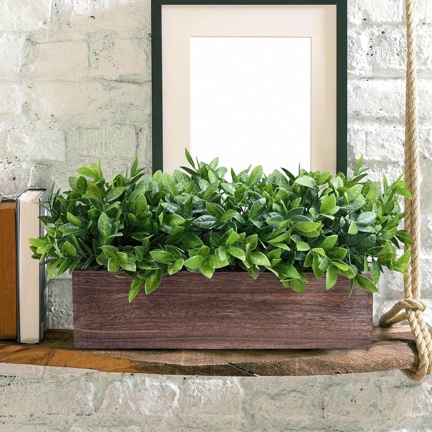 Rectangular Farmhouse Wood Artificial Plant — 14" - View 7
