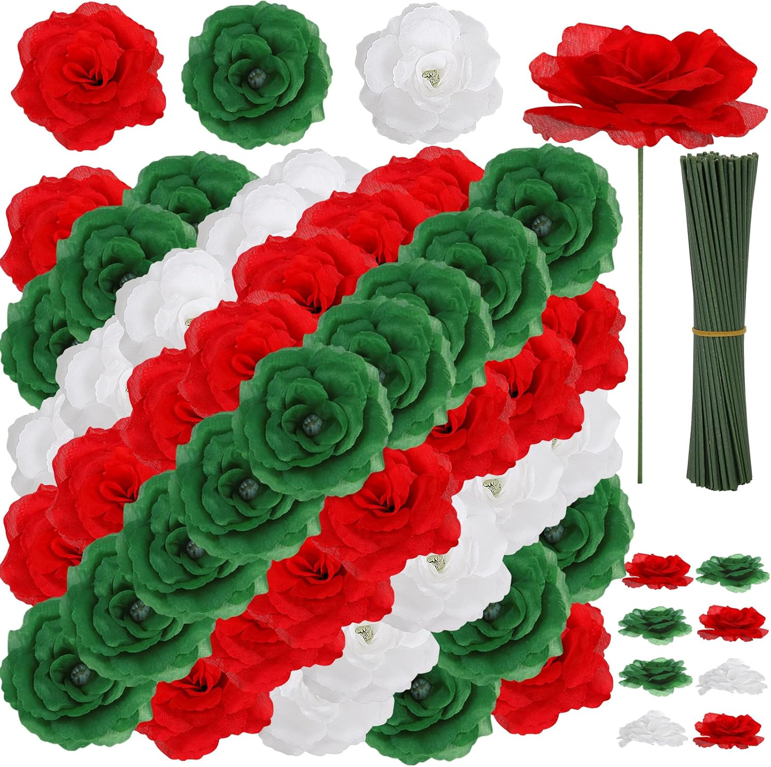 Black Artificial Flowers — Green-red-white