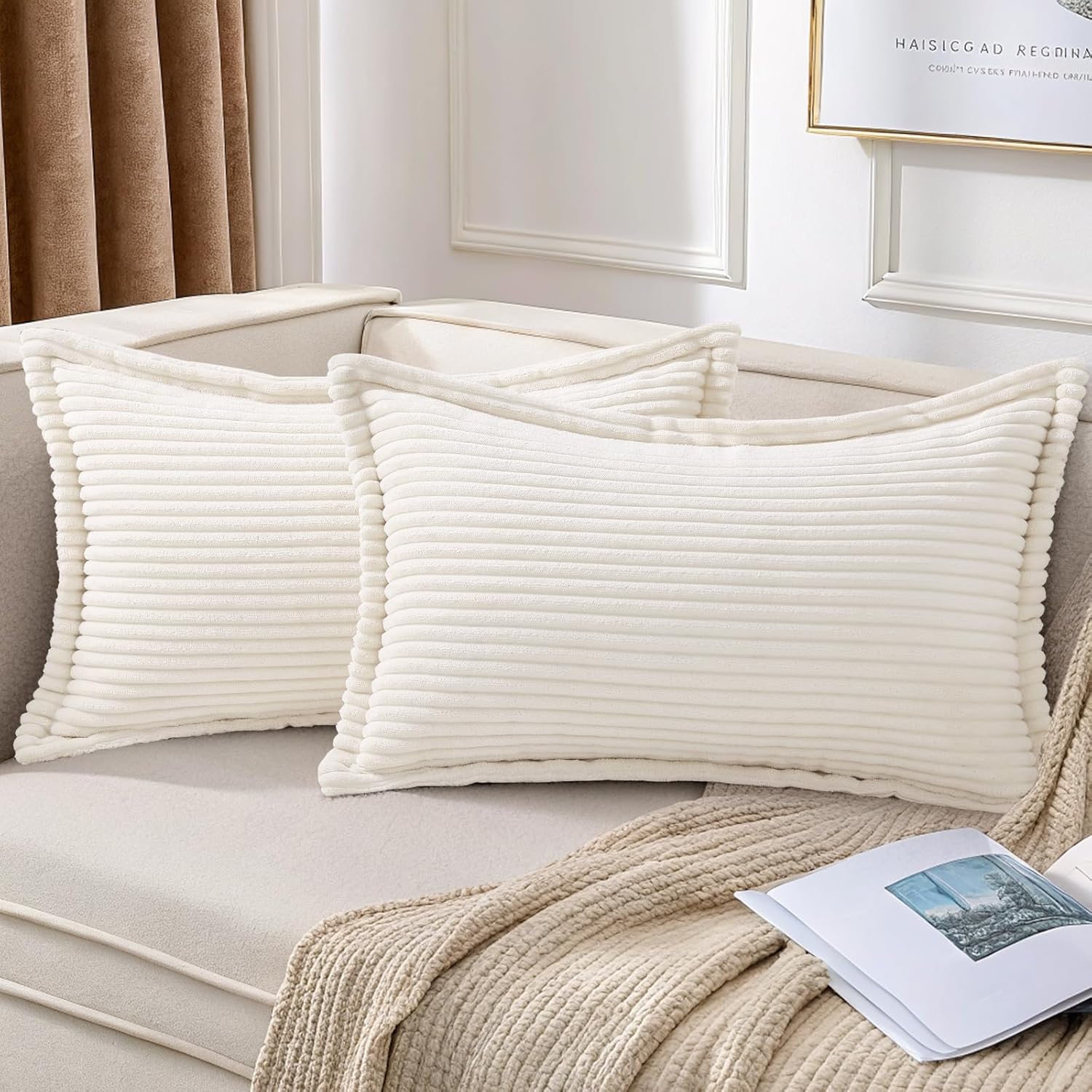 Boho Beige Throw Pillow Cover — 18" — Cream White