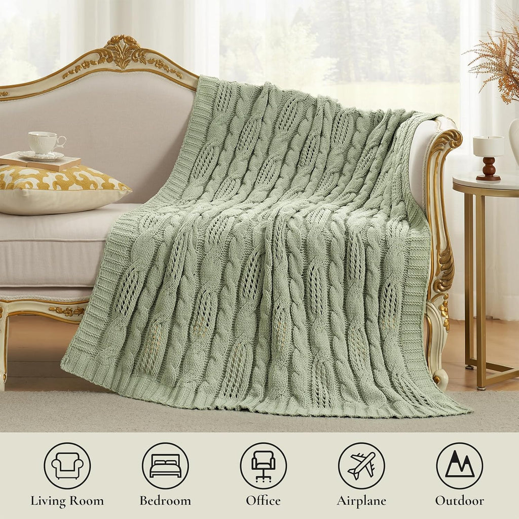 Knit Farmhouse Beige Throw Pillow — 50" - View 5