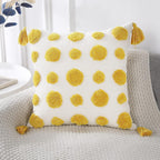 Tufted Boho Black Throw Pillow Cover — 20" — Yellow