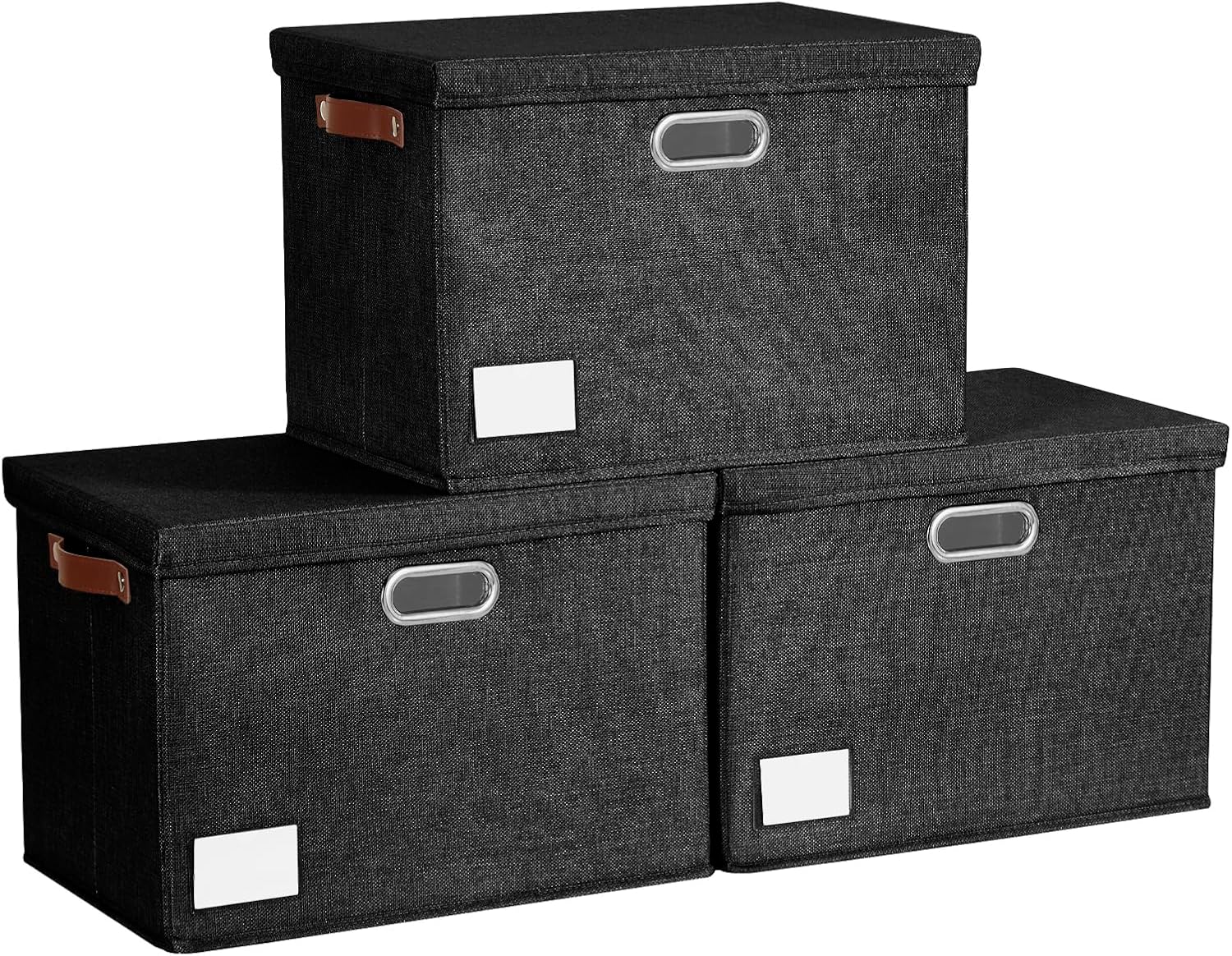 Beige Storage Bin — 17" — Black