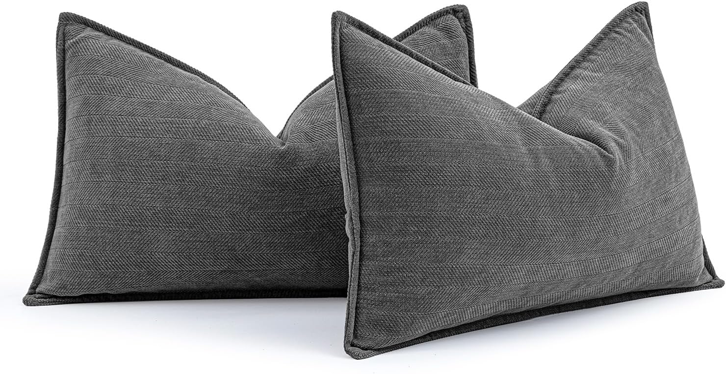 Chenille Boho Beige Pillow Cover — 26" — 20" x 12" (Pack of 2)