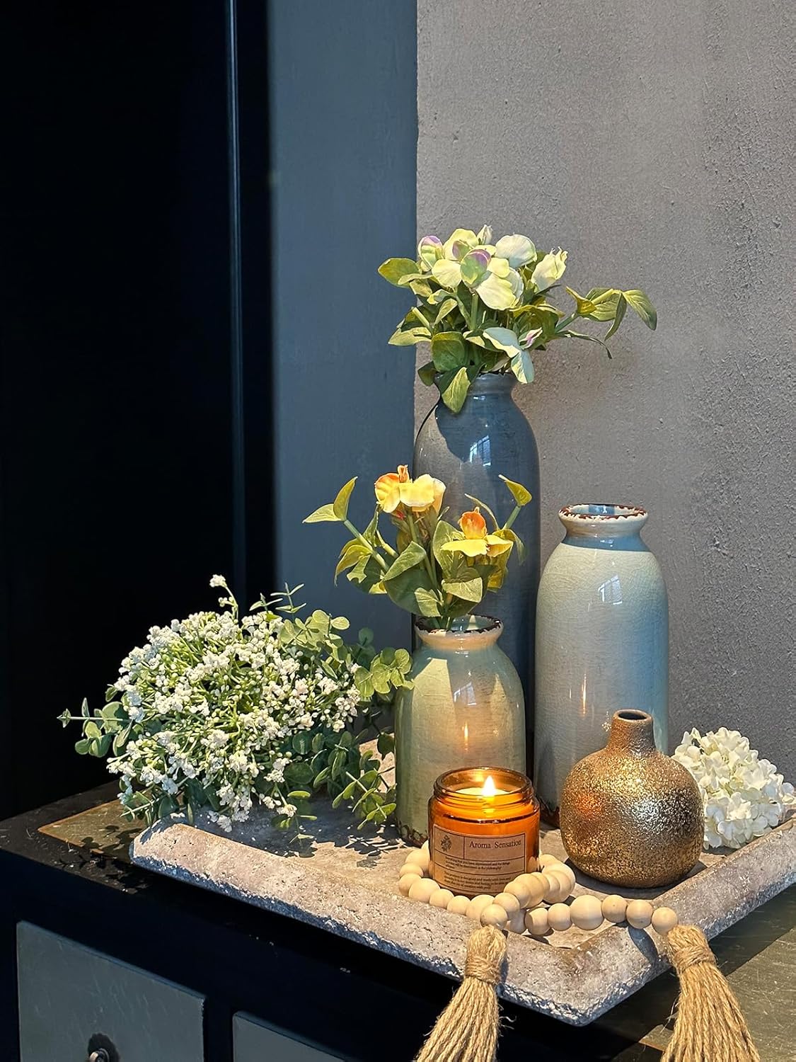 Farmhouse Blue Flower Vase — Set of 3 - View 3